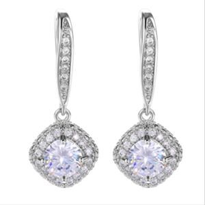 Cubic Zirconia Hanging Drop Dangle Ear Hook Earrings